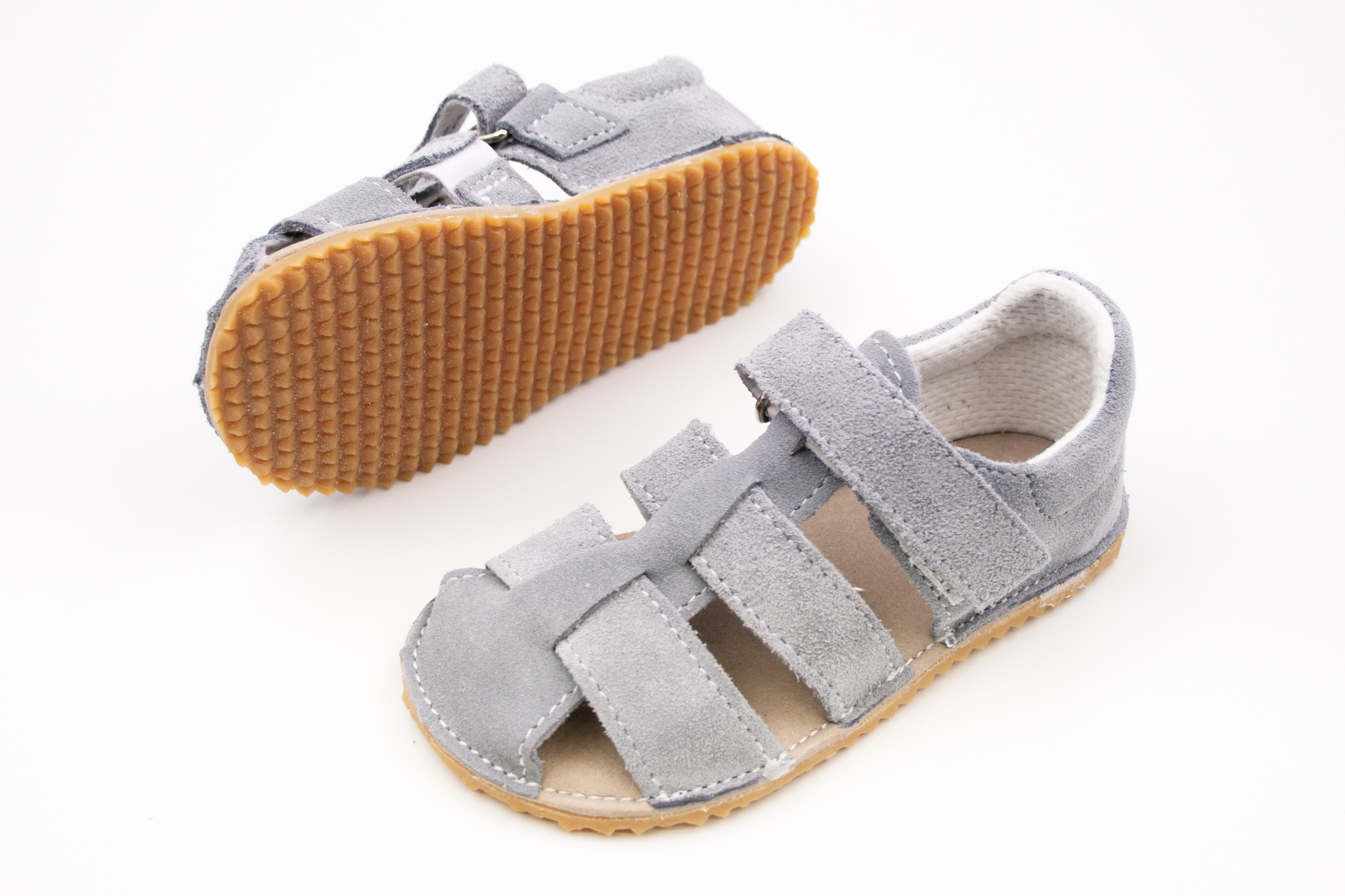 DETSKÉ BAREFOOT SANDÁLE JONAP ZULA - SVETLO ŠEDÉ Veľkosť: 24, Vnútorná dĺžka  topánky v cm: 15.4, Vnútorná šírka topánky v cm: 6.6