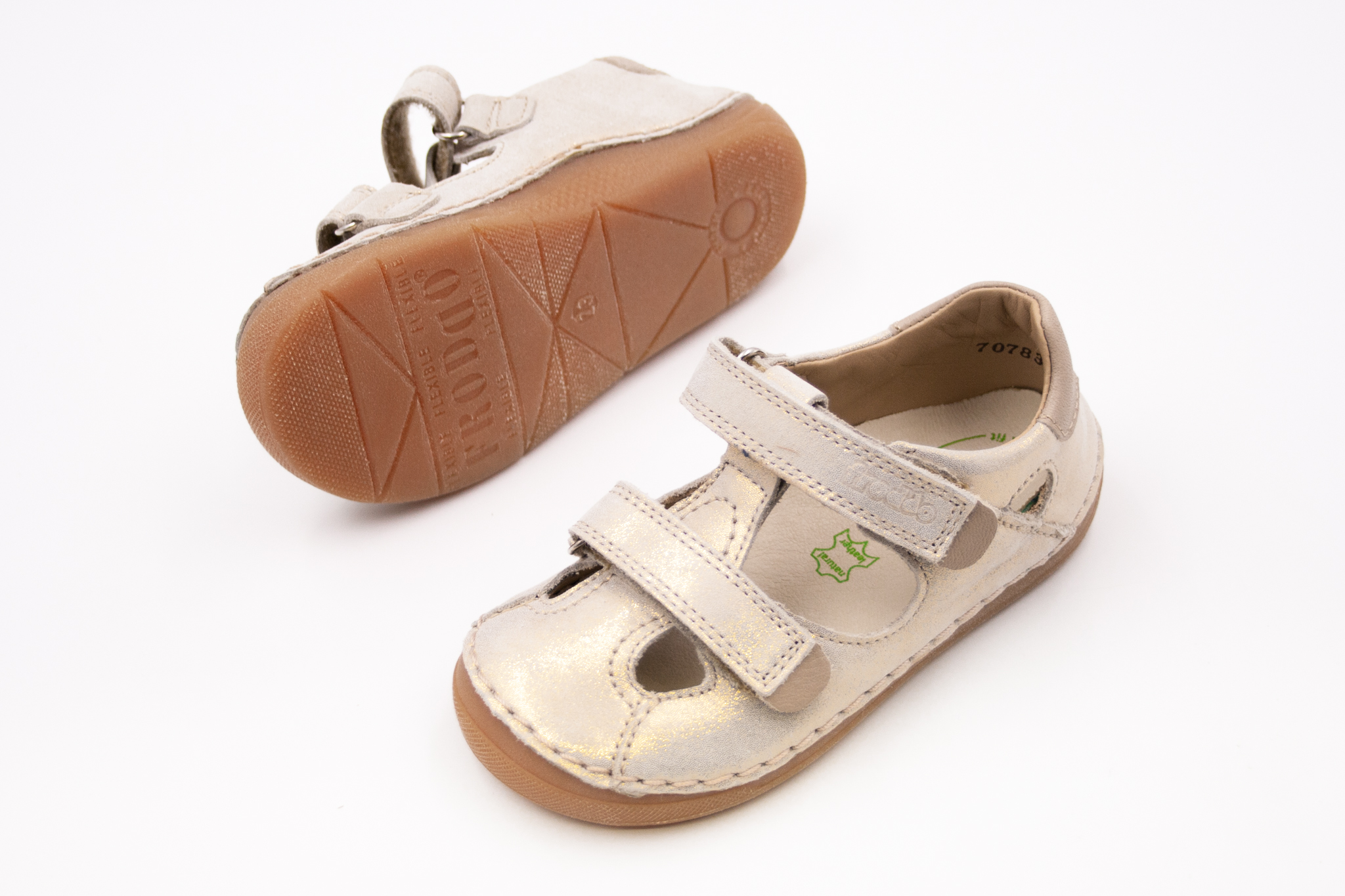 DETSKÉ SANDÁLE FRODDO PAIX DOUBLE SANDAL - GOLD SHINE Veľkosť: 19, Vnútorná dĺžka  topánky v cm: 12, Vnútorná šírka topánky v cm: 5.8