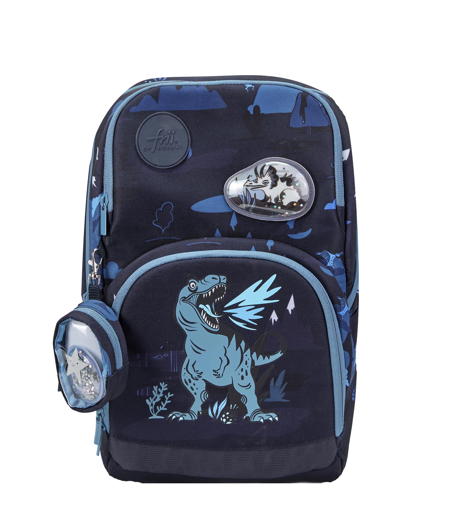 FRII OF NORWAY ERGONOMICKÁ ŠKOLSKÁ TAŠKA FRII EASY 22 L - DINOSAUR DARK BLUE