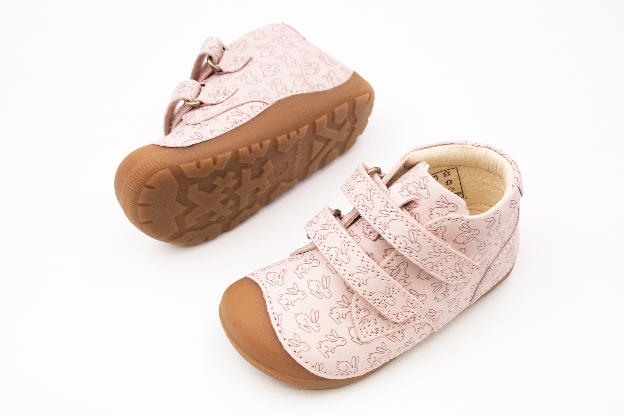 DETSKÉ BAREFOOT TOPÁNKY BUNDGAARD PETIT VELCRO STRAP - RABBIT ROSE Veľkosť: 26, Vnútorná dĺžka  topánky v cm: 16.6, Vnútorná šírka topánky v cm: 6.6