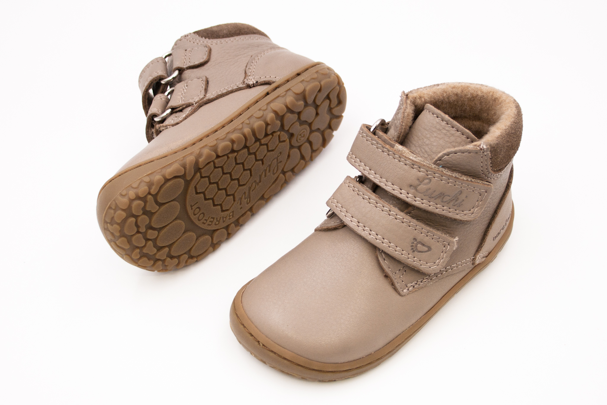 Lurchi  DETSKÉ BAREFOOT ČLENKOVÉ TOPÁNKY LURCHI NINO FLEECE - TOFU Veľkosť: 24, 11: 15.8, Vnútorná šírka topánky v cm: 6.1