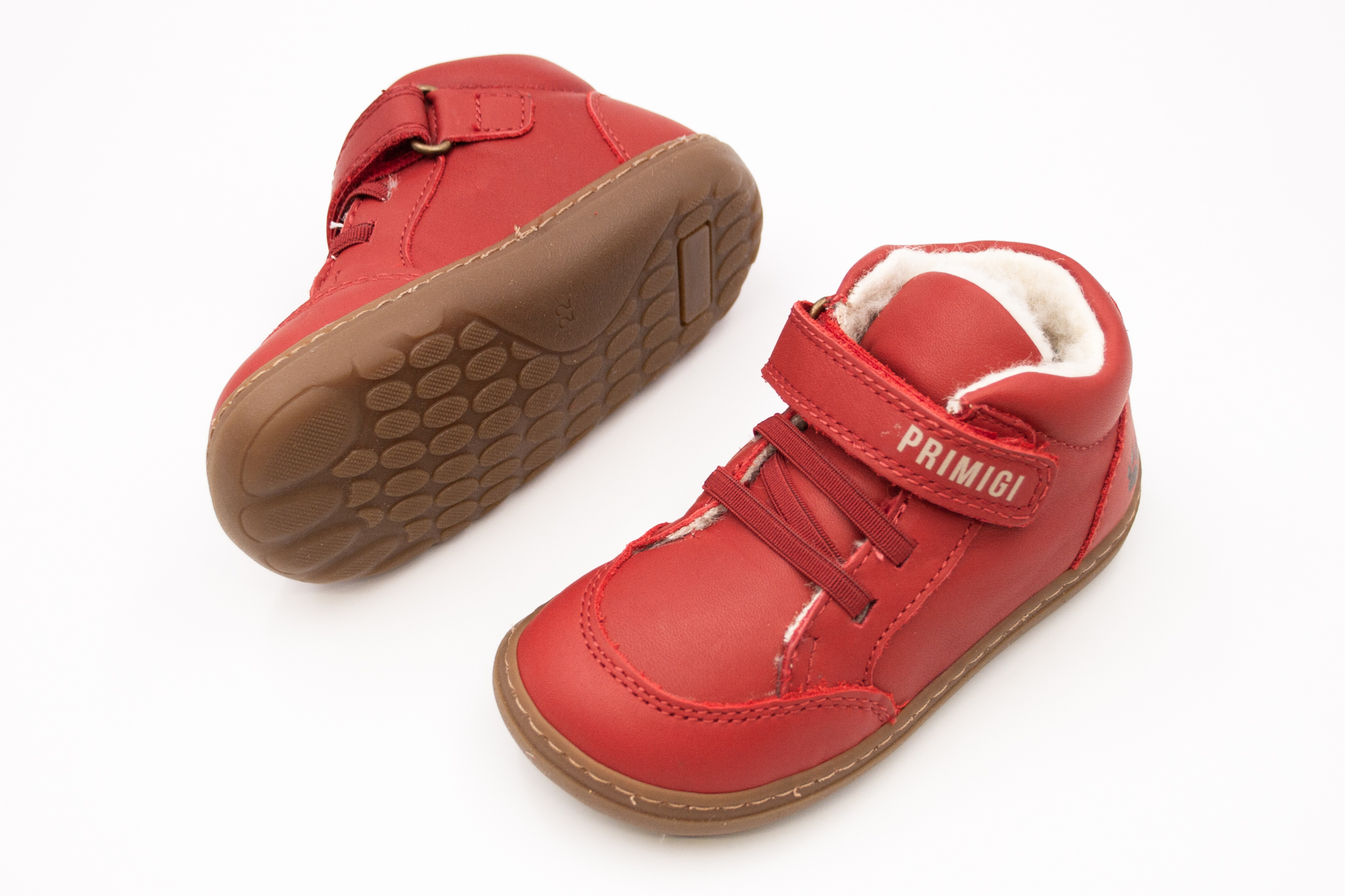 Primigi  DETSKÉ BAREFOOT ZIMNÉ TOPÁNKY PRIMIGI WOOLY - CLOUD/ROSSO Veľkosť: 20, 11: 12.5, Vnútorná šírka topánky v cm: 5.8