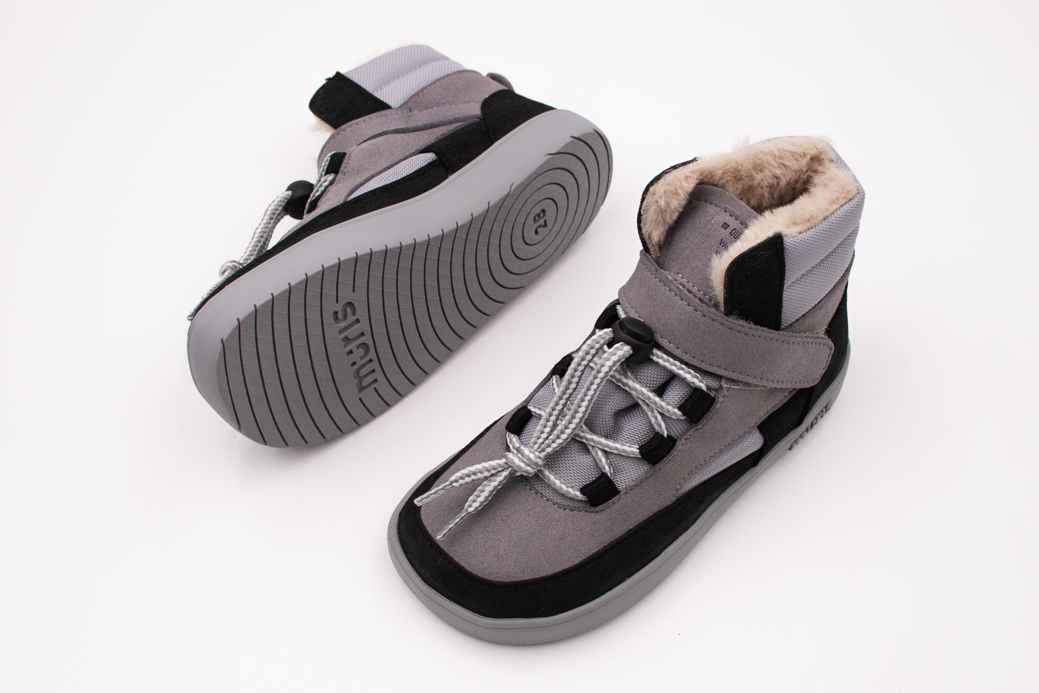 Muris  DETSKÉ ZIMNÉ BAREFOOT TOPÁNKY MURIS BALTIC JUNIOR - WARM GRAY Veľkosť: 31, 11: 19.7, Vnútorná šírka topánky v cm: 7.6