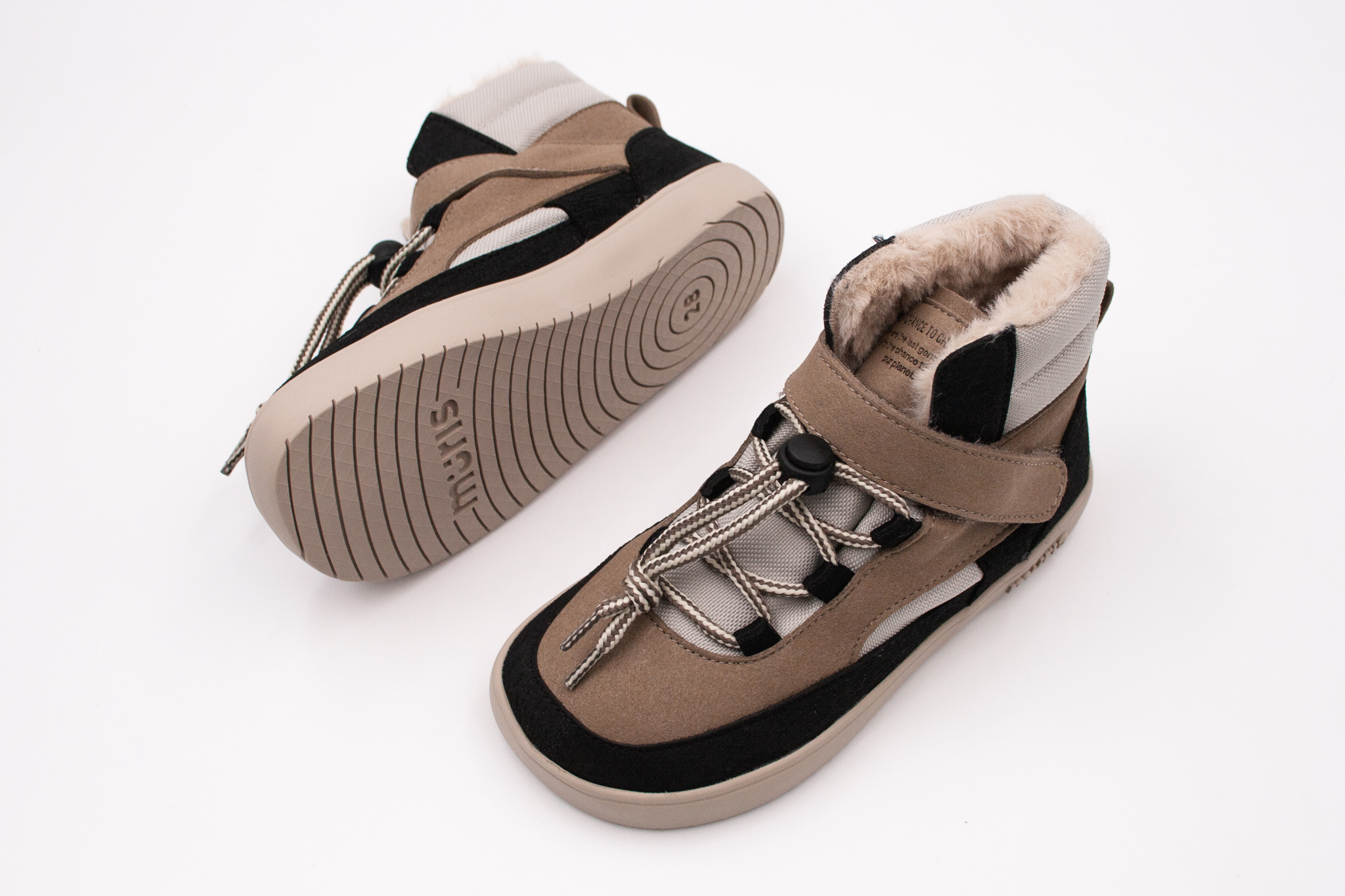 Muris  DETSKÉ ZIMNÉ BAREFOOT TOPÁNKY MURIS BALTIC JUNIOR - WARM TAUPE Veľkosť: 31, 11: 19.7, Vnútorná šírka topánky v cm: 7.6
