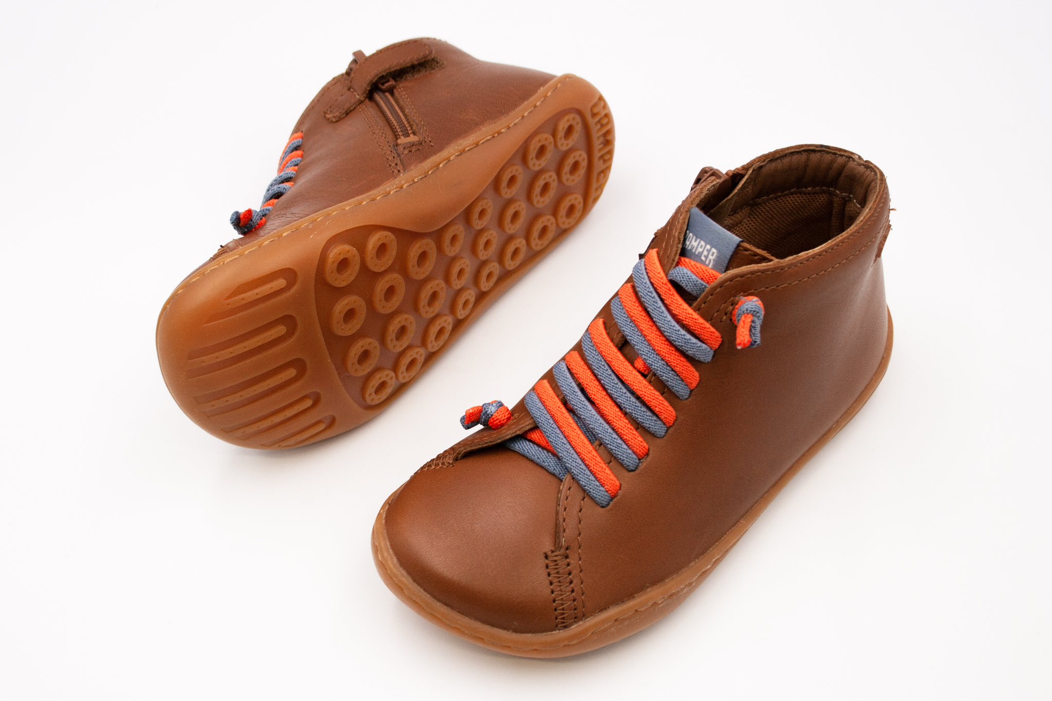 DETSKÉ BAREFOOT TOPÁNKY CAMPER PEU CAMI JUNIOR - BROWN ORANGE GREY Veľkosť: 27, Vnútorná dĺžka  topánky v cm: 17.2, Vnútorná šírka topánky v cm: 7.1