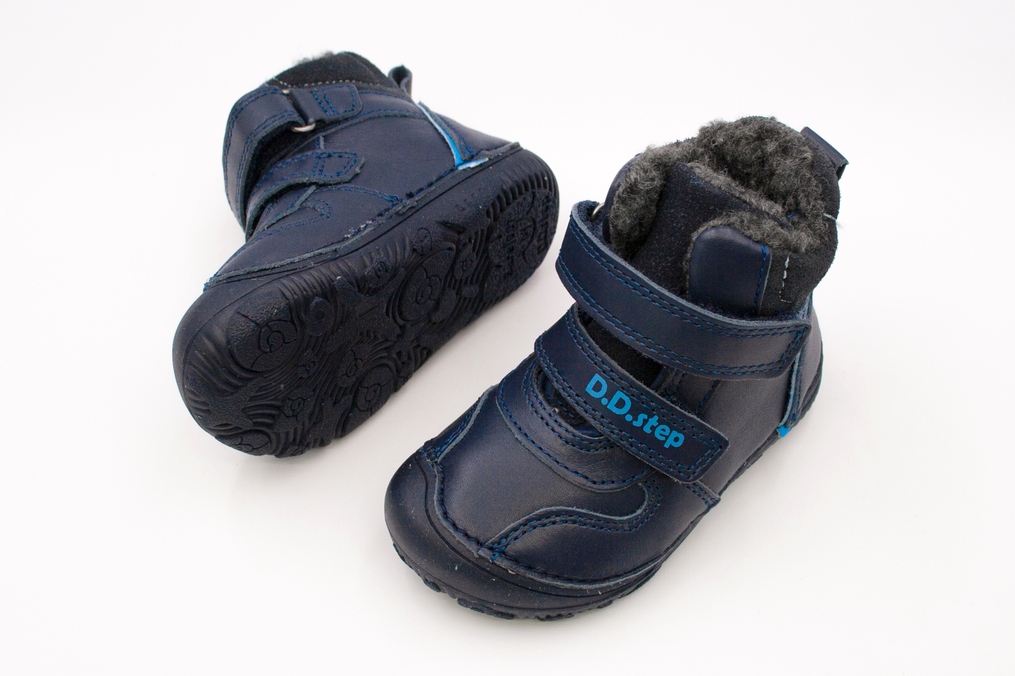 D.D.Step  DETSKÉ BAREFOOT ZIMNÉ TOPÁNKY D.D.STEP 073 - ROYAL BLUE Veľkosť: 20, 11: 12.8, Vnútorná šírka topánky v cm: 6