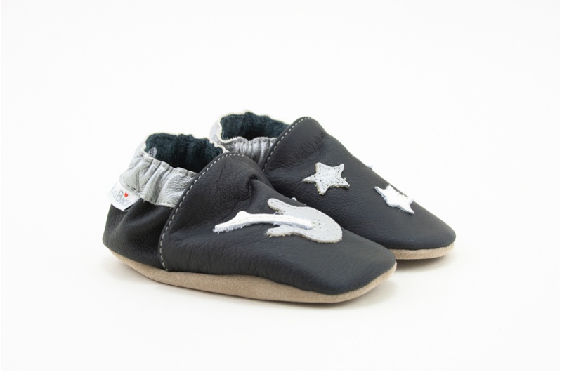 BABICE CAPAČKY SOFT SOLE SILVER GUITAR BLACK Veľkosť: 24, Vnútorná dĺžka  topánky v cm: 15.2, Vnútorná šírka topánky v cm: 6.6