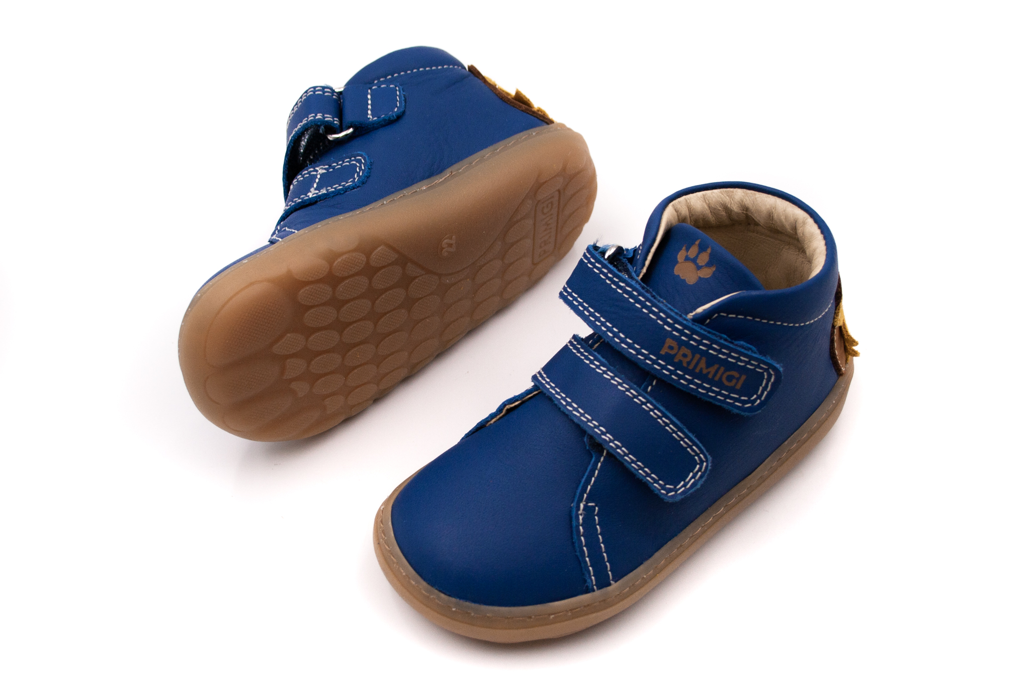 DETSKÉ BAREFOOT KOŽENÉ TOPÁNKY PRIMIGI - NAPPA CLOUD/ROYAL Veľkosť: 20, Vnútorná dĺžka  topánky v cm: 12.5, Vnútorná šírka topánky v cm: 5.8