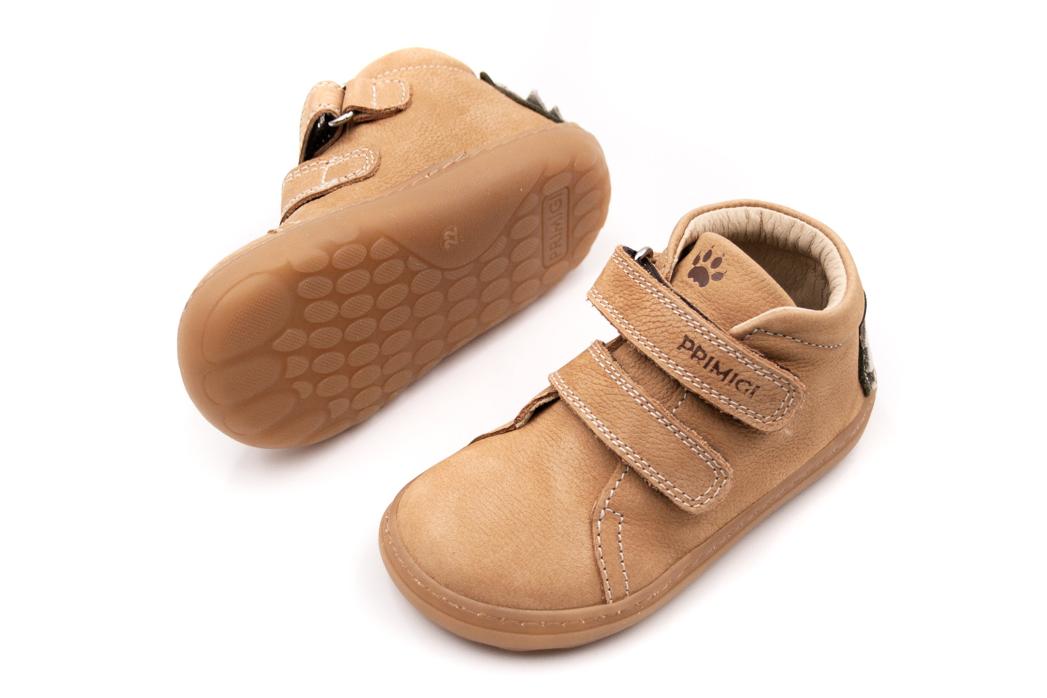 DETSKÉ BAREFOOT KOŽENÉ TOPÁNKY PRIMIGI - NUBUK CODEX/COGNAC Veľkosť: 20, Vnútorná dĺžka  topánky v cm: 12.5, Vnútorná šírka topánky v cm: 5.8