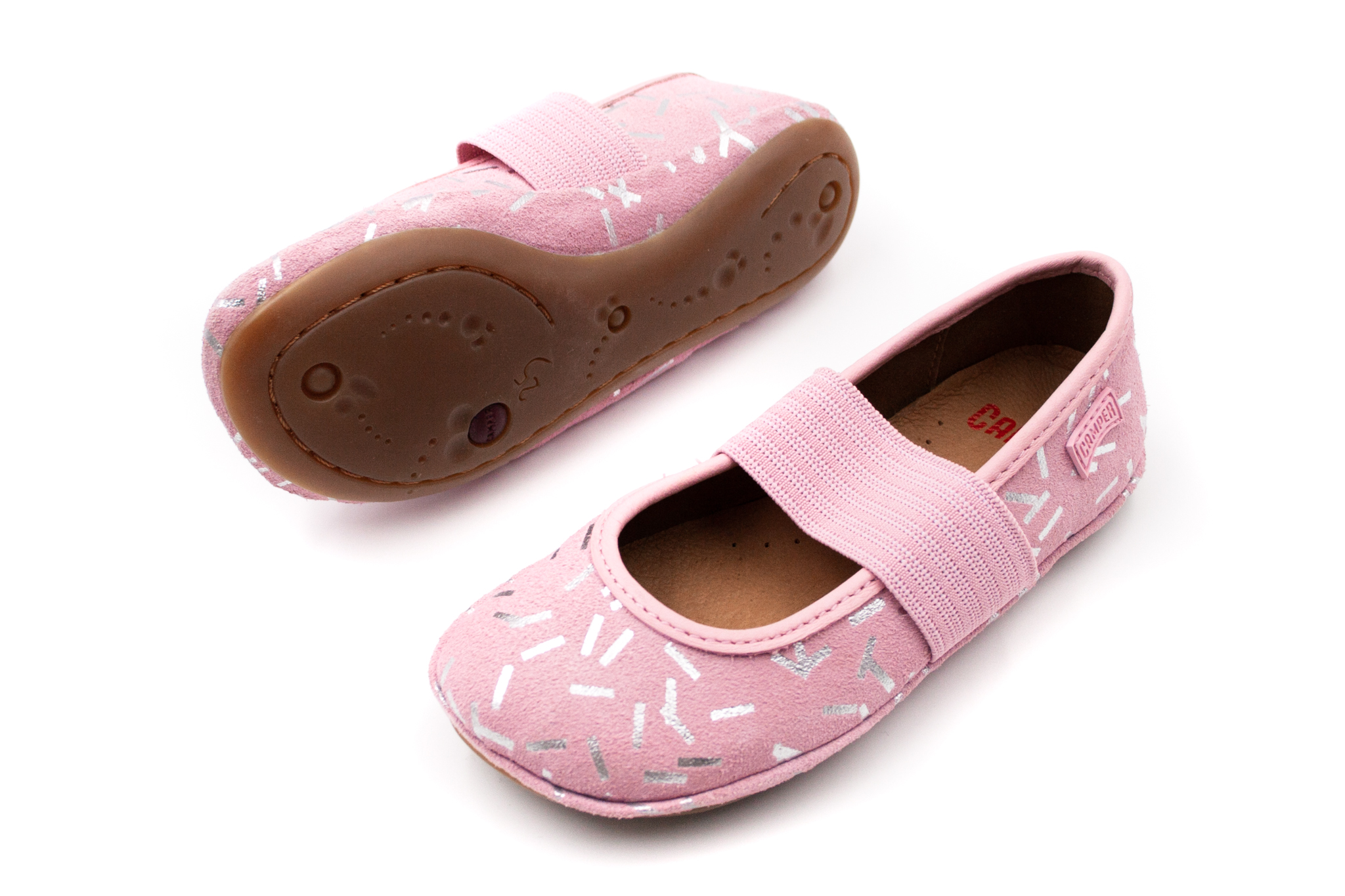 DETSKÉ BAREFOOT BALERÍNKY CAMPER OONA CONFETTI - PINK Veľkosť: 26, Vnútorná dĺžka  topánky v cm: 16.8, Vnútorná šírka topánky v cm: 6.8