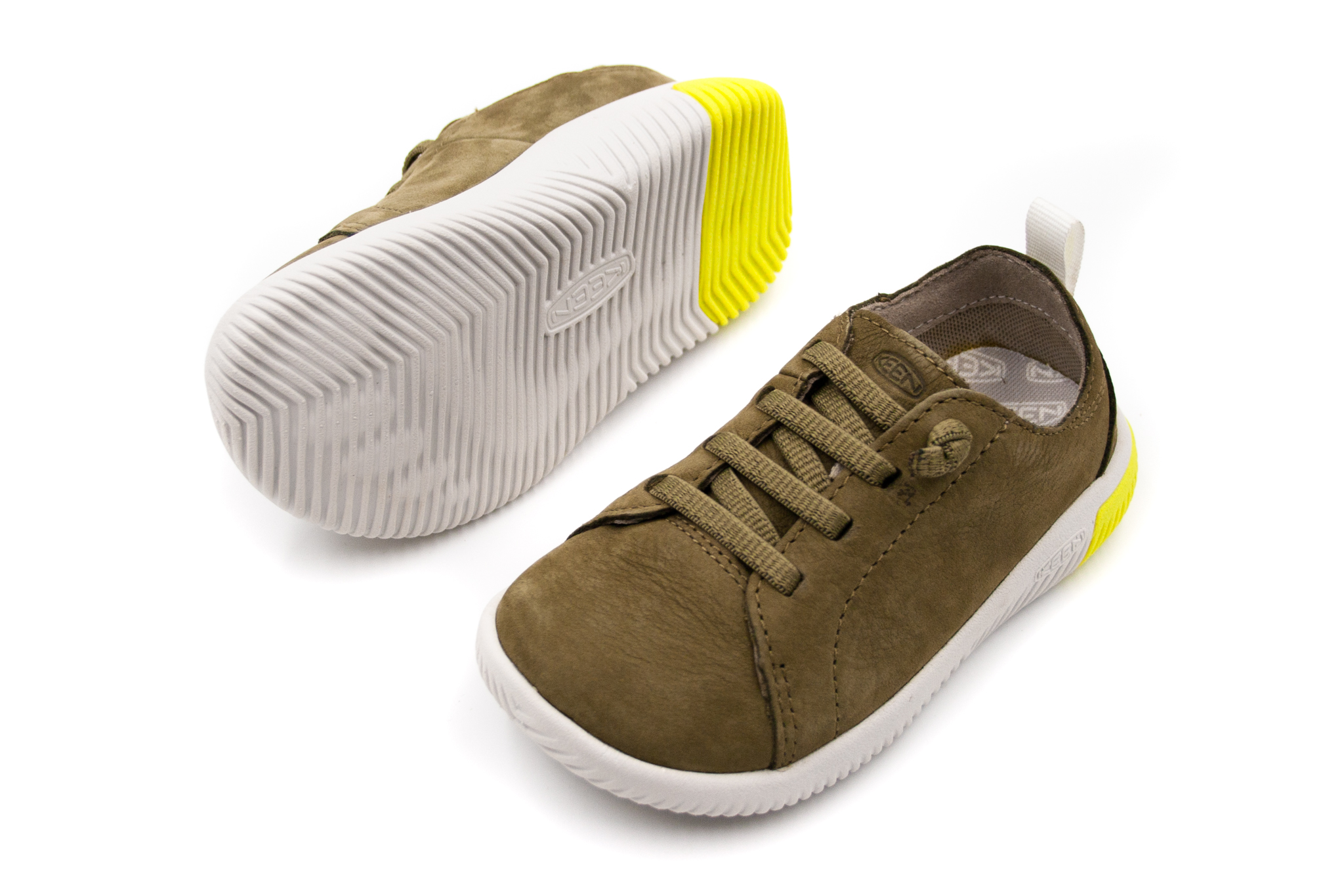 DETSKÉ KOŽENÉ TENISKY KEEN KNX LACE - MARTINI OLIVE/PRIMROSE Veľkosť: 36, Vnútorná dĺžka  topánky v cm: 22.2, Vnútorná šírka topánky v cm: 8.4
