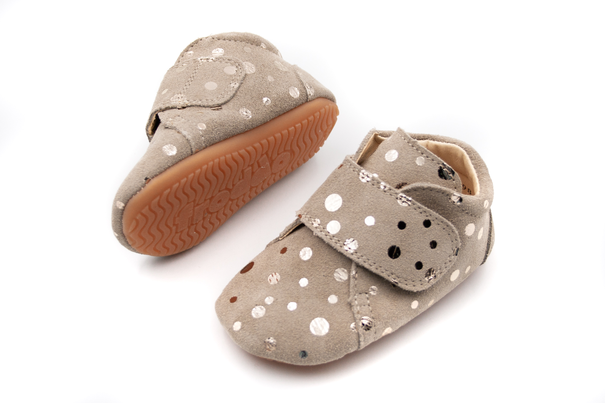 DETSKÉ BAREFOOT TOPÁNKY FRODDO PREWALKERS - BEIGE DOTS Veľkosť: 19, Vnútorná dĺžka  topánky v cm: 12, Vnútorná šírka topánky v cm: 5.5