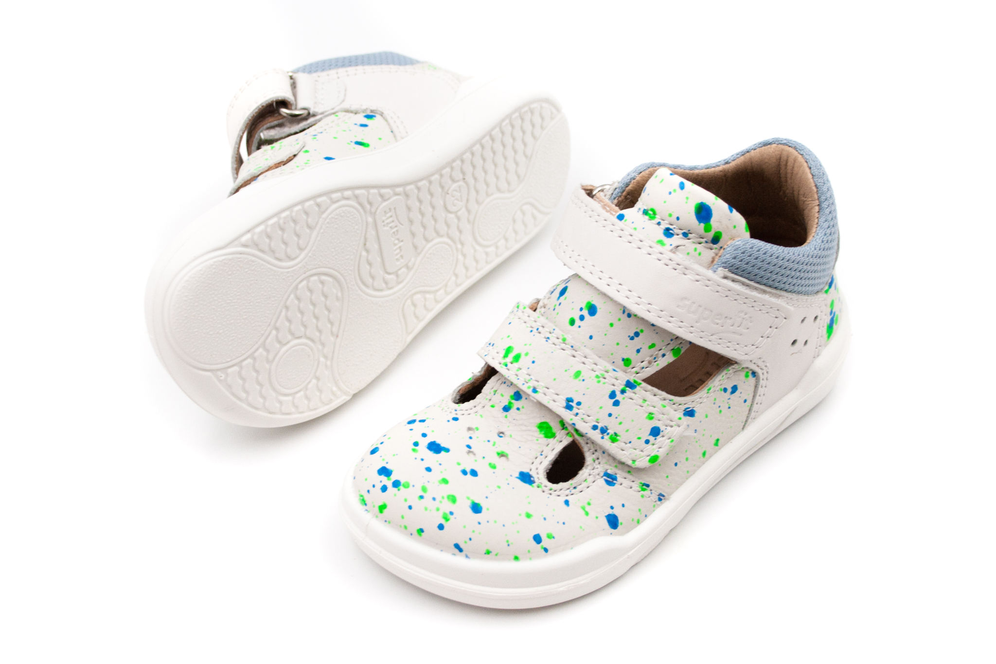 DETSKÉ BAREFOOT SANDÁLE SUPERFIT SUPERFREE - WHITE/LIGHT BLUE Veľkosť: 26, Vnútorná dĺžka  topánky v cm: 17.2, Vnútorná šírka topánky v cm: 6.6