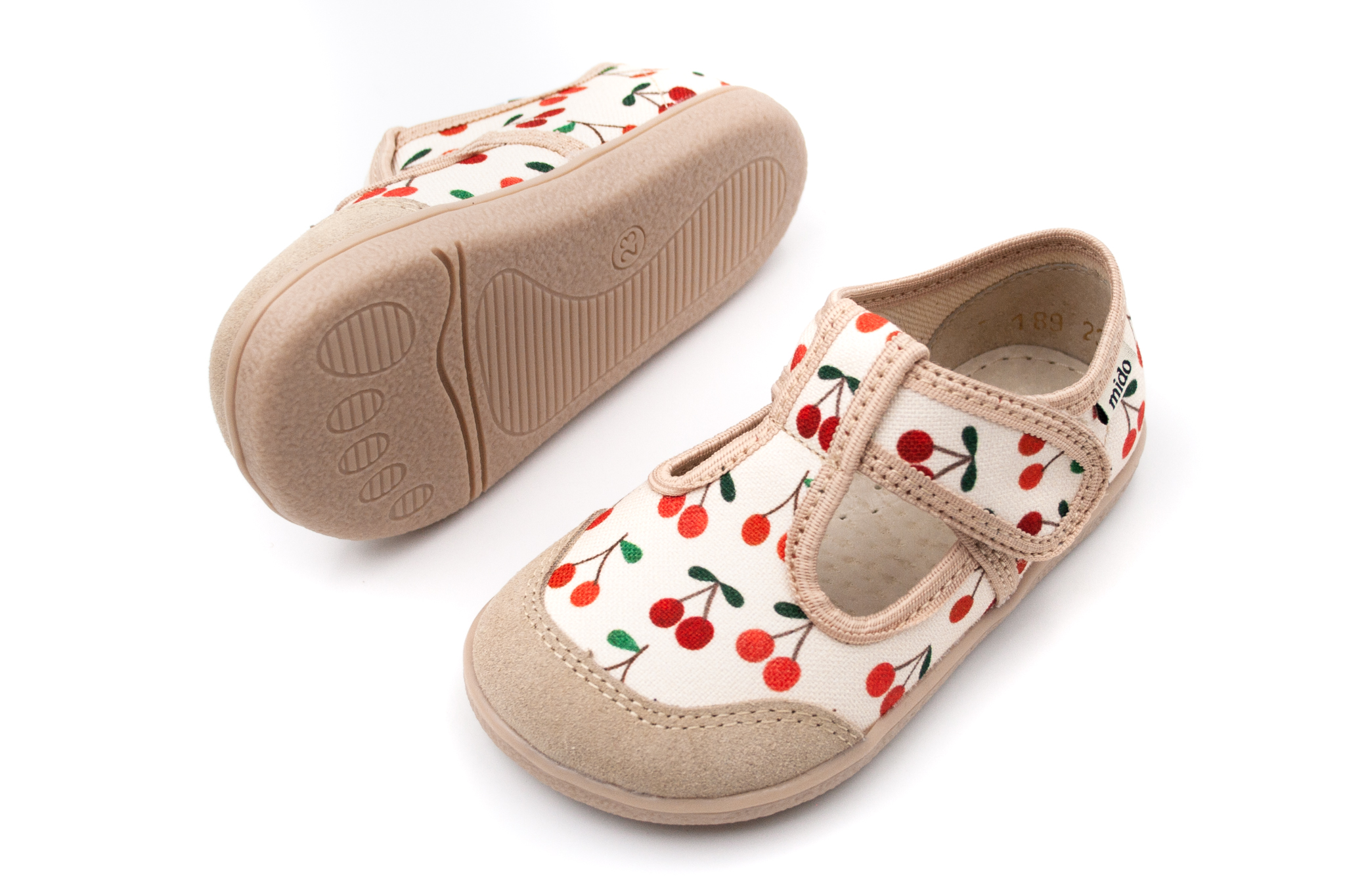 Mido Shoes  DETSKÉ BAREFOOT PAPUČE MIDO SHOES - CHERRY BEIGE Veľkosť: 26, Vnútorná dĺžka  topánky v cm: 16.6, Vnútorná šírka topánky v cm: 6.8