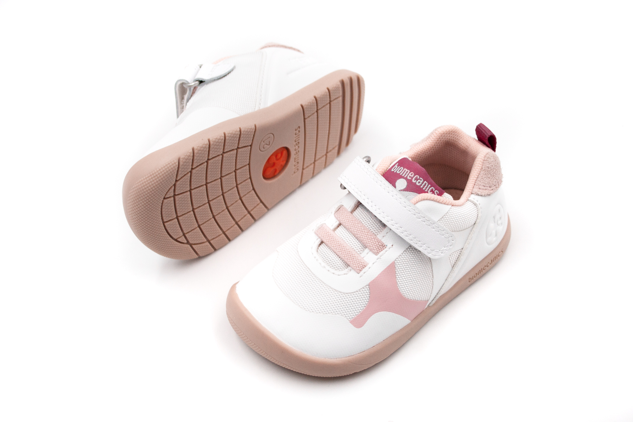 Biomecanics  DETSKÉ BAREFOOT TENISKY BIOMECANICS RESPECTFUL SPORT - BLANCO Y ROSA Veľkosť: 20, Vnútorná dĺžka  topánky v cm: 12.4, Vnútorná šírka t…