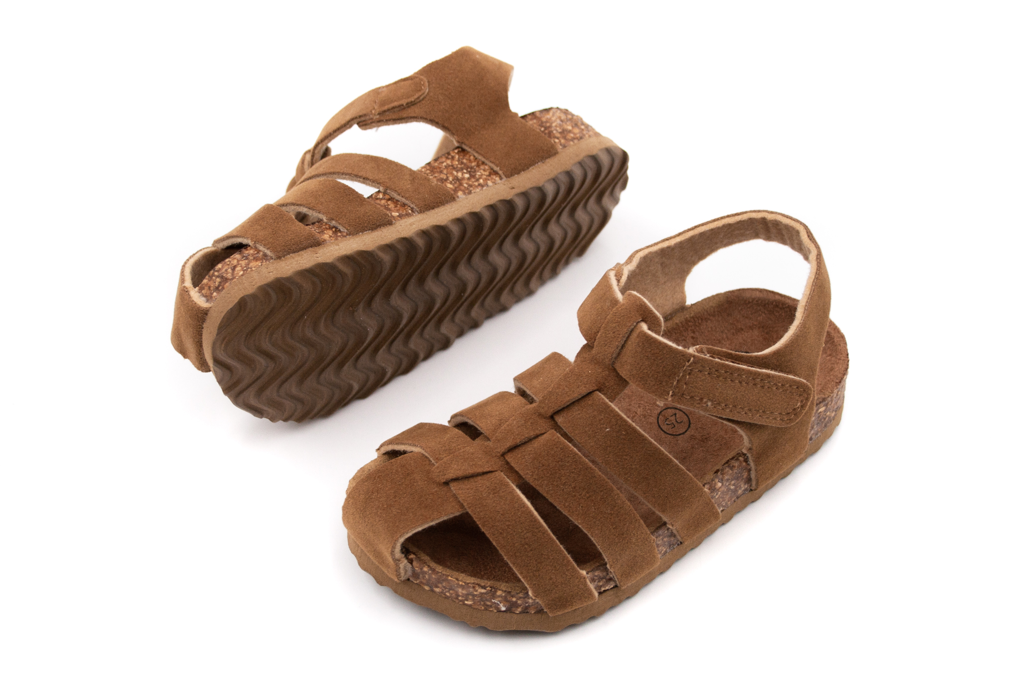 Mikk-Line  DETSKÉ SANDÁLKY MIKK-LINE SUEDE CORK - COGNAC Veľkosť: 27, Vnútorná dĺžka  topánky v cm: 16.5, Vnútorná šírka topánky v cm: 6.8
