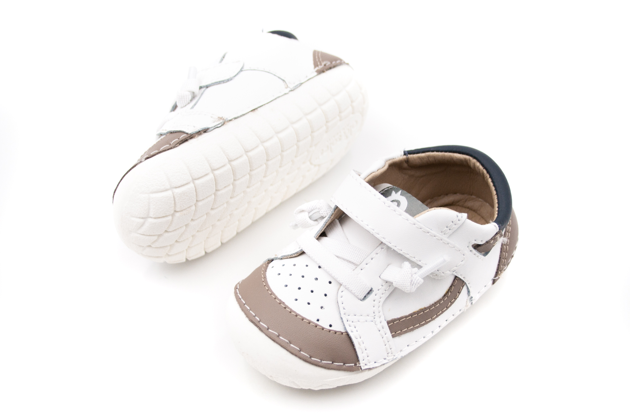 Old Soles  DETSKÉ BAREFOOT TENISKY OLD SOLES WINDY PAVE - SNOW TAUPE NAVY Veľkosť: 20, Vnútorná dĺžka  topánky v cm: 12.4, Vnútorná šírka topánky v…