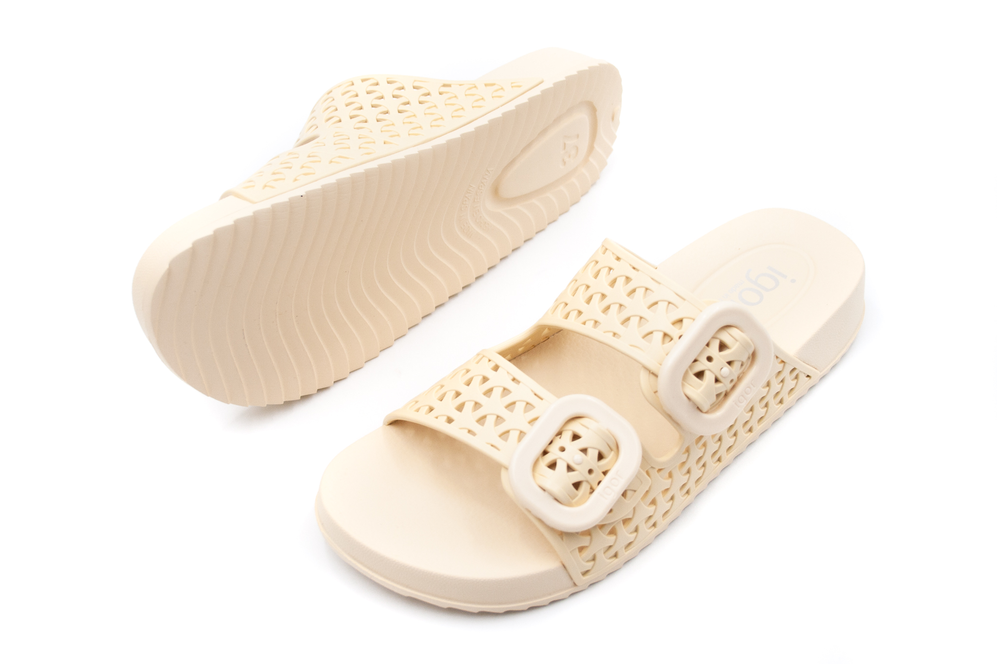 Igor Shoes  IGOR SHOES GUMENÉ ŠĽAPKY DOSPELÁCKE HABANA FRESH - MARFIL Veľkosť: 37, Vnútorná dĺžka  topánky v cm: 24.6, Vnútorná šírka topánky v cm:…