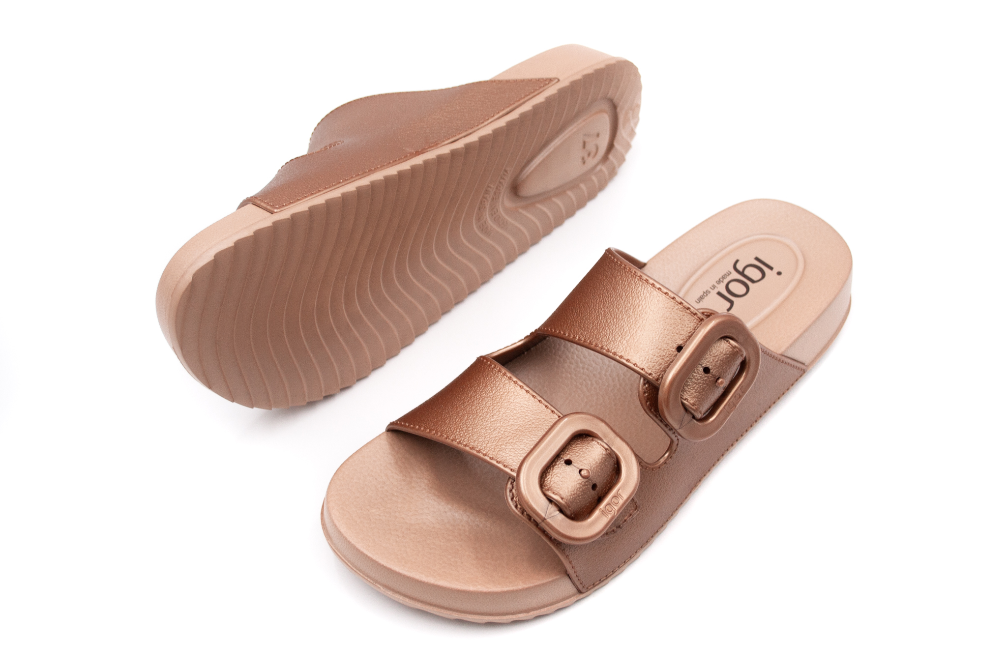 Igor Shoes  IGOR SHOES GUMENÉ ŠĽAPKY DOSPELÁCKE HABANA METAL - BRONZE Veľkosť: 38, Vnútorná dĺžka  topánky v cm: 25.3, Vnútorná šírka topánky v cm:…