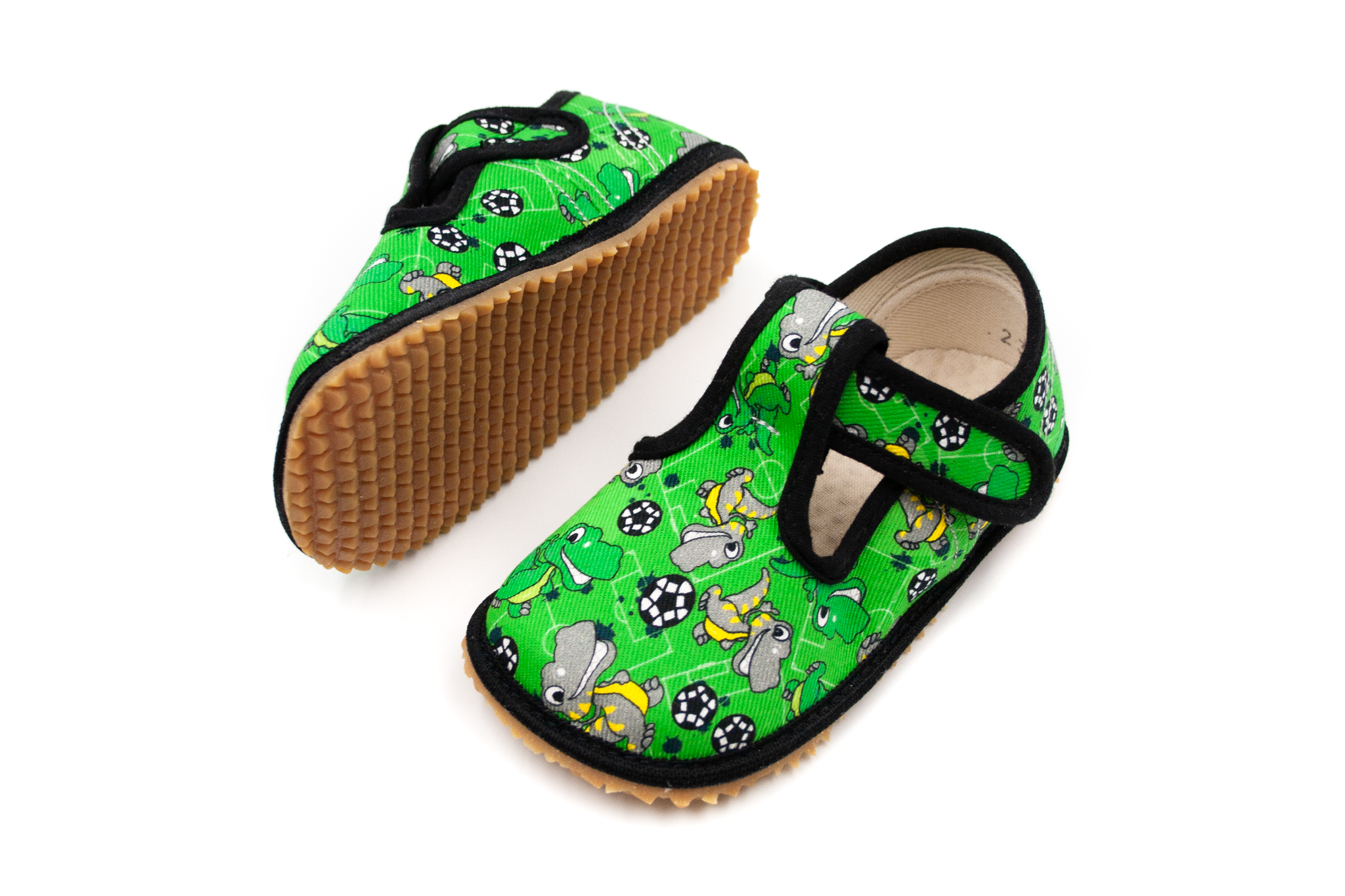 Beda  DETSKÉ BAREFOOT PAPUČE BEDA ŠIRŠIE (W) - GREEN DINOBALL Veľkosť: 25, 11: 16.2, Vnútorná šírka topánky v cm: 6.7