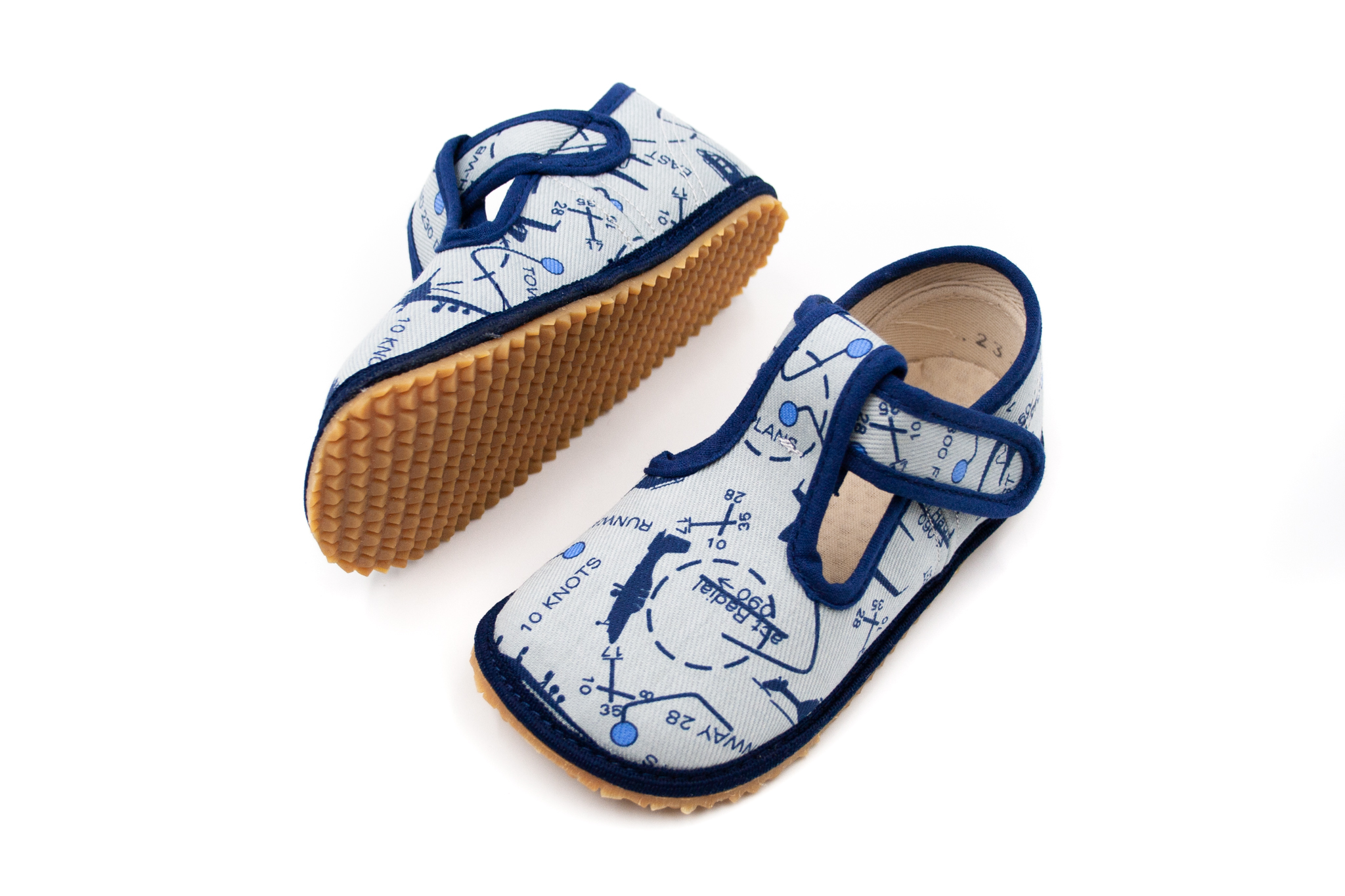 Beda  DETSKÉ BAREFOOT PAPUČE BEDA ŠIRŠIE (W) - GREY AEROPLANE Veľkosť: 25, 11: 16.2, Vnútorná šírka topánky v cm: 6.7