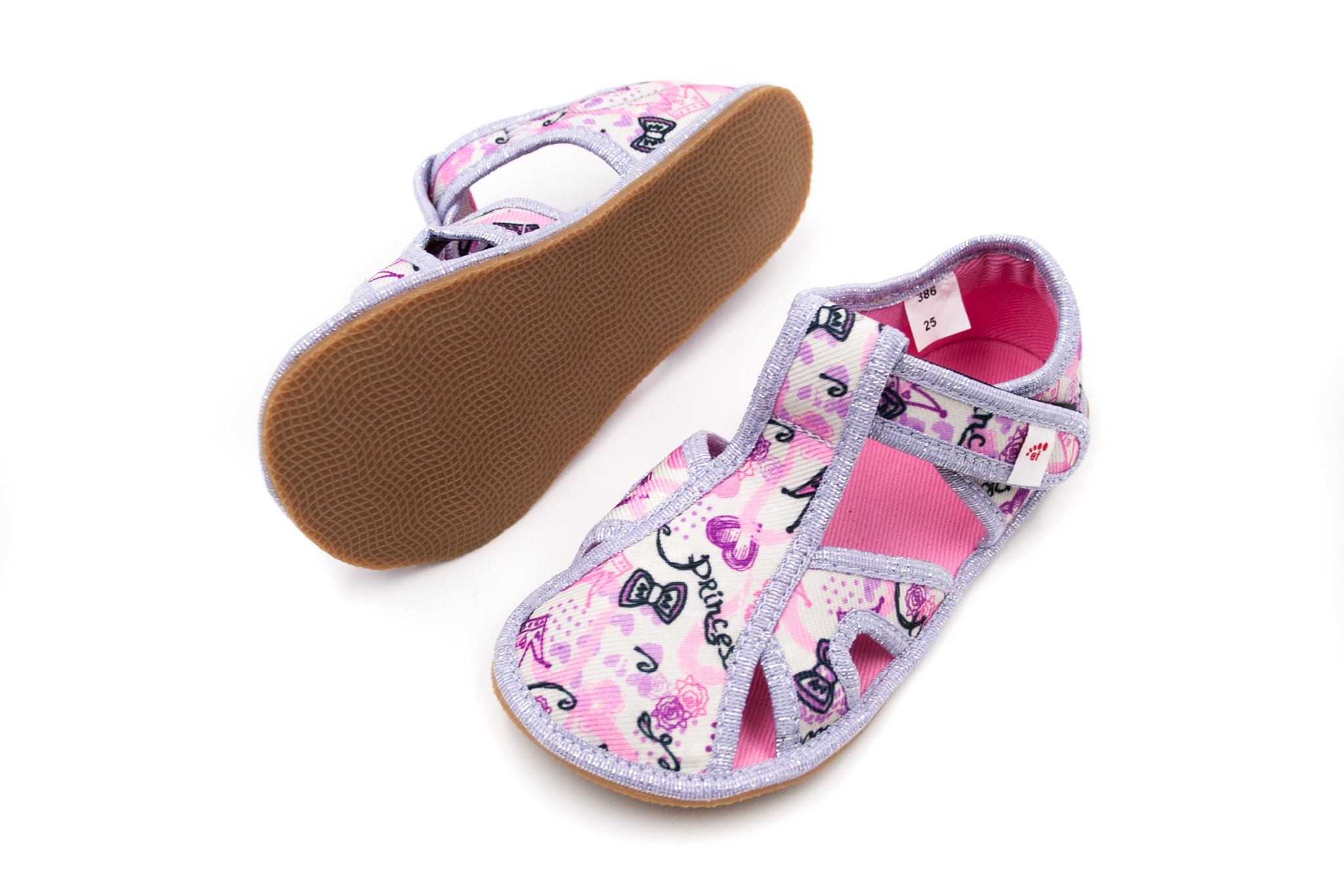 EF Barefoot  DETSKÉ PAPUČE EF BAREFOOT 386 - PRINCESS Veľkosť: 23, 11: 14.6, Vnútorná šírka topánky v cm: 6.2