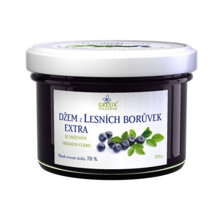 Džem z Lesních borůvek extra Se sníženým obsahem cukru 220g GREŠÍK