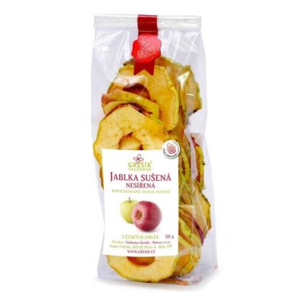 Jablka sušená nesířená 50g GREŠÍK