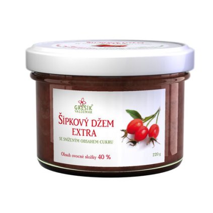 Šípkový džem extra Se sníženým obsahem cukru 220g GREŠÍK