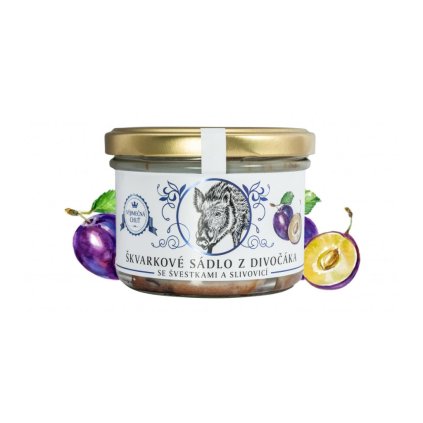Škvarkové sádlo z divočáka se švestkami a slivovicí - Vineco 150g