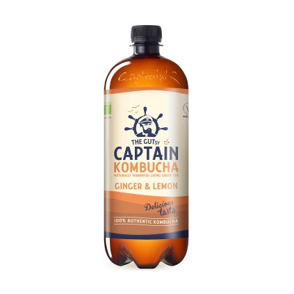 Captain kombucha zázvor a citron 1 l BIO THE GUTSY