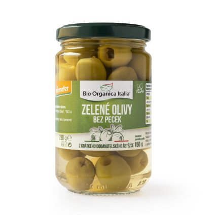 BIO Olivy zelené ve slaném nálevu bez pecek 280 g BIO ORGANICA ITALIA