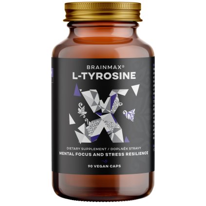 BrainMax L-Tyrosine, L-tyrosin, 750 mg, 90 rostlinných kapslí
