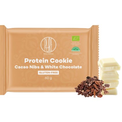 BrainMax Pure Protein Cookie, Kakaové boby & Bílá čokoláda, BIO, 60 g