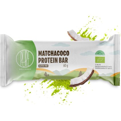 BrainMax Pure Protein Bar, Proteinová tyčinka, MatchaCoco, BIO, 60 g
