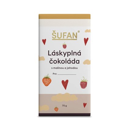 Láskyplná čokoláda s malinou a jahodou 70 g Šufan