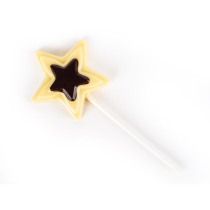 Čokoládové lízátko hvězda bílé s hořkou čokoládou 20 g Choco Bonté