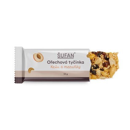 Ořechová tyčinka Kešu s meruňkami 33g Šufan