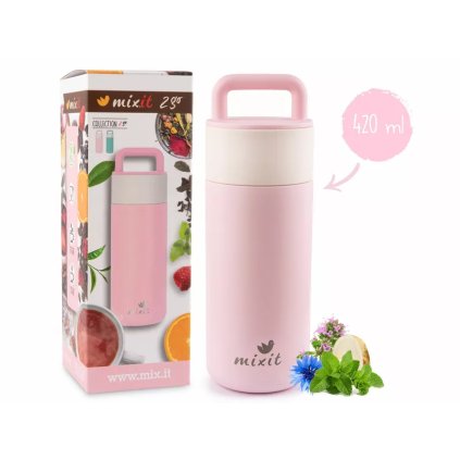 Termoska s čajovým sítkem 420 ml (růžová) Mixit