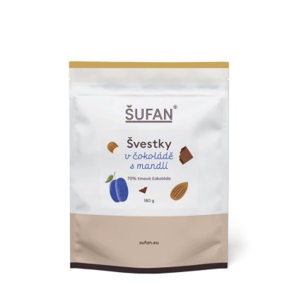 Švestky v čokoládě s mandlí 180g Šufan