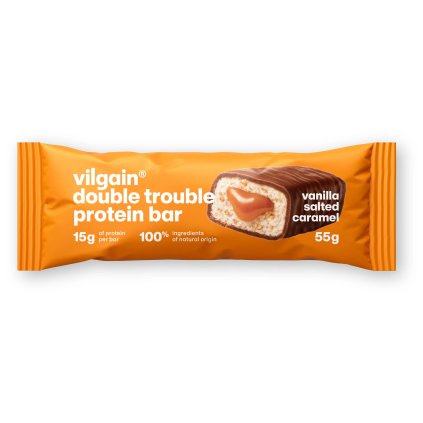 Vilgain Double Trouble Protein Bar Vanilka se slaným karamelem 55 g