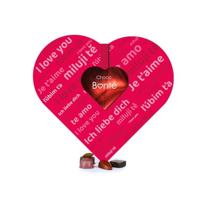 Bonboniéra - 16 ks pralinek ve tvaru srdce 160g Choco Bonté