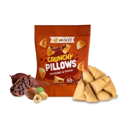 Křupavé polštářky do kapsy - Lískový oříšek & kakao 30g Mixit