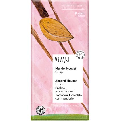 BIO hořký mandlový nugát s kousky mandlí VIVANI 80 g
