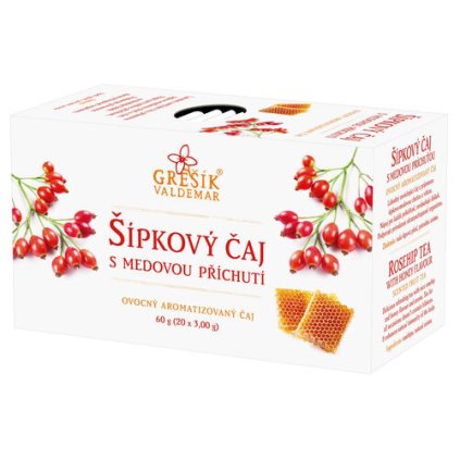 Šípkový čaj s medovou příchutí ovocný porcovaný 60g GREŠÍK