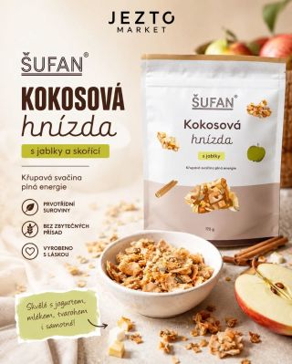 🥥🍎 Novinka od Šufanu, kterou si zamilujete! 🍎🥥 Křupavé kokosové chipsy, šťavnatá jablka a voňavá skořice v dokonalé...
