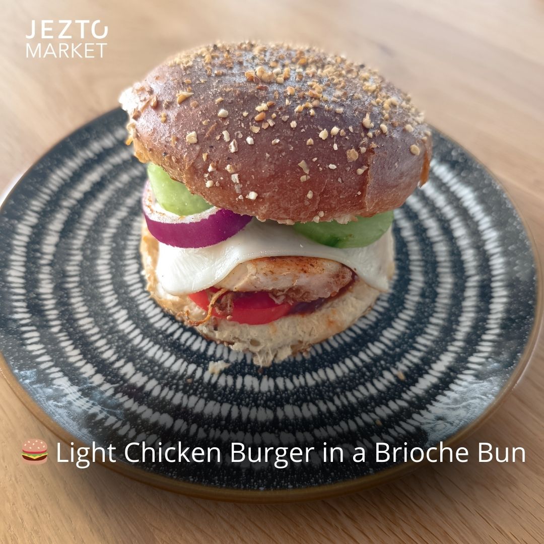 Light Chicken Burger in a Brioche Bun🍔