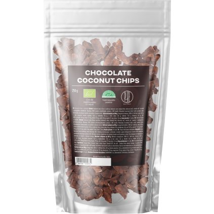 BrainMax Pure Chocolate Coconut chips, Kokosové chipsy v čokoládě, BIO, 250 g