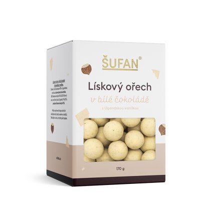 Lískový ořech v bílé čokoládě s Ugandskou vanilkou 170 g Šufan