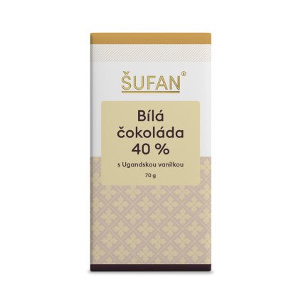 Bílá čokoláda 40% s Ugandskou vanilkou 70 g Šufan